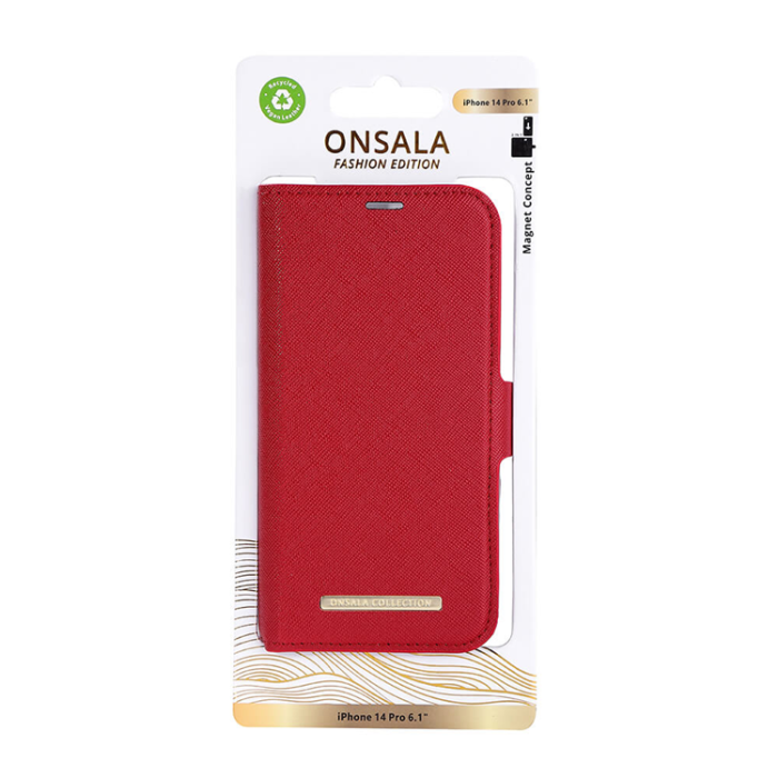 Onsala - ONSALA iPhone 14 Pro Plånboksfodral - Röd
