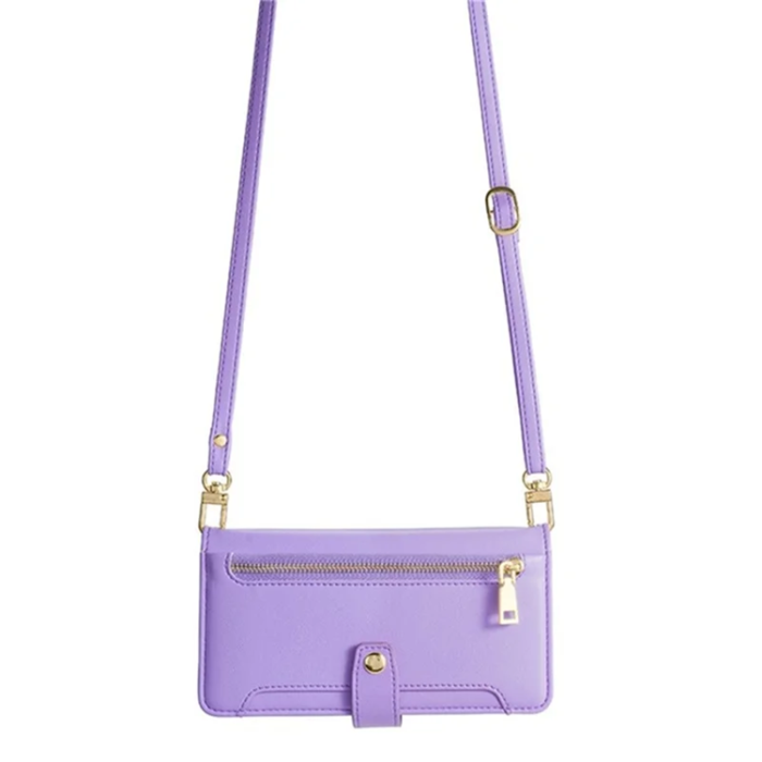 A-One Brand - Galaxy S25 FE Konstläder Plånboksfodral med 2 Rem - Lila