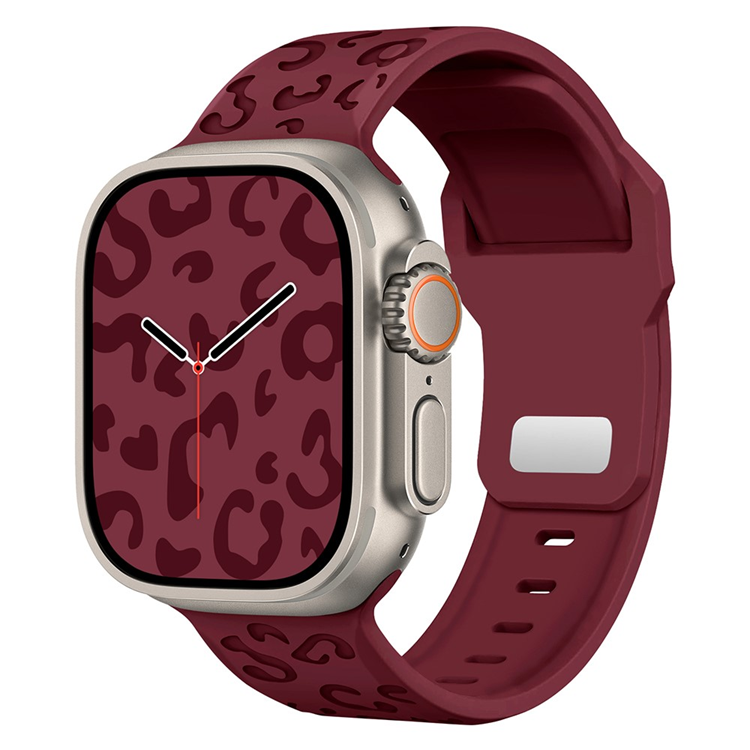Apple Watch (42/44/45/46/49mm) Armband Leopard Texture - Röd | 5123 | AlltMobil