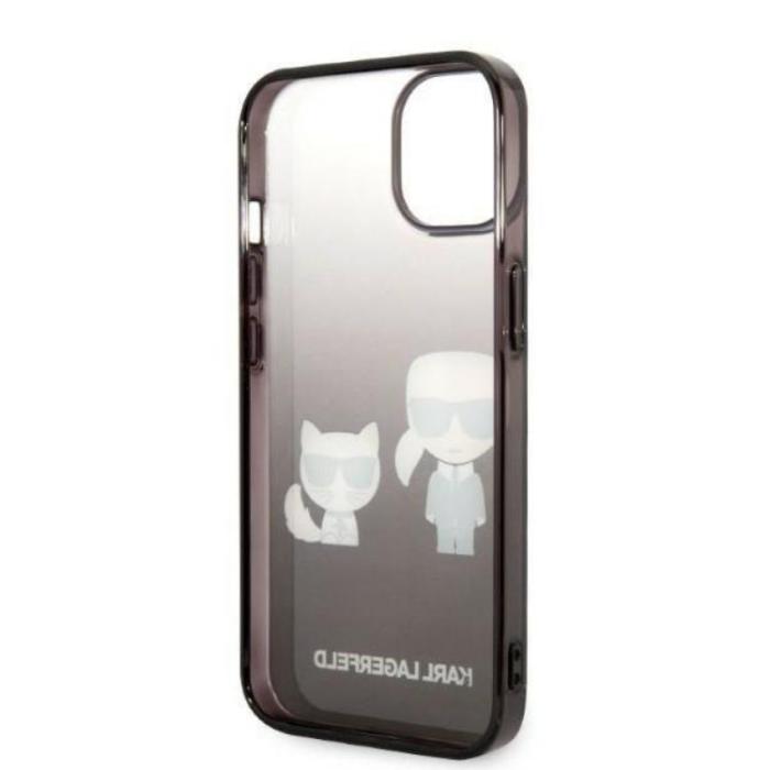 KARL LAGERFELD - Karl Lagerfeld iPhone 14 Pro Skal Gradient Ikonik Karl & Choupette - Svart