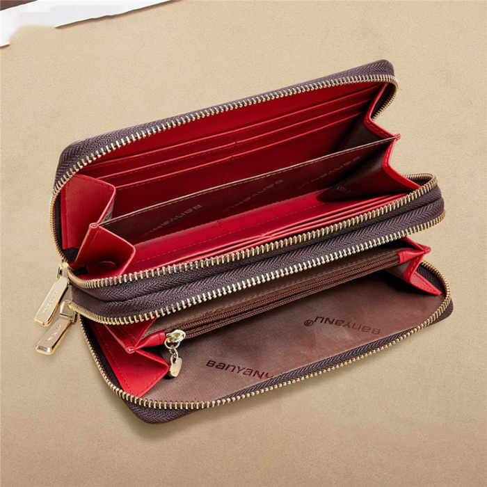 BANYANU - BANYANU Plånbok för Dam Lång Double Zipper N9012