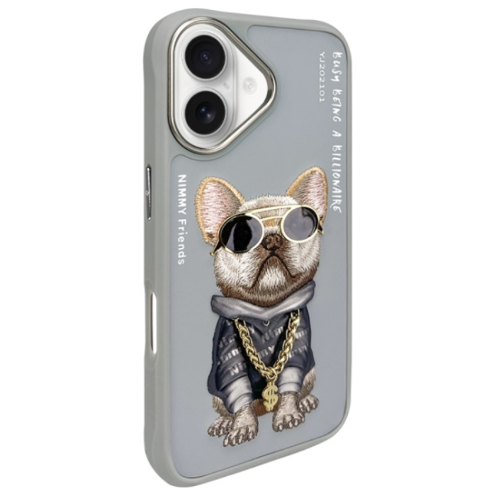 NIMMY - Nimmy iPhone 16 Mobilskal Glasses Cool Dog - Grå