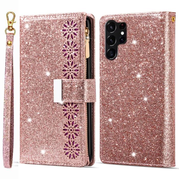 OEM - Starry Sky Samsung Galaxy S26 Ultra Plånboksfodral Konstläder - Roséguld