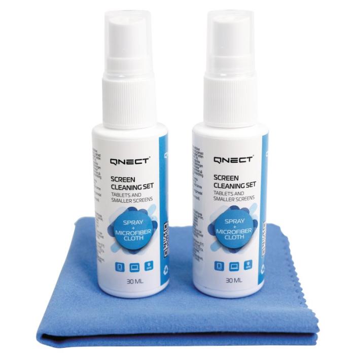 UTGATT1 - Qnect Cleaning Skärmrengöringssats, 2 x 30 ml + mikrofiberduk