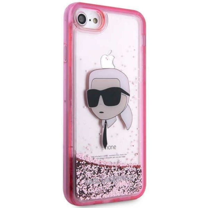 KARL LAGERFELD - Karl Lagerfeld iPhone 7/8/SE (2020/2022) Skal Liquid Glitter Head - Rosa