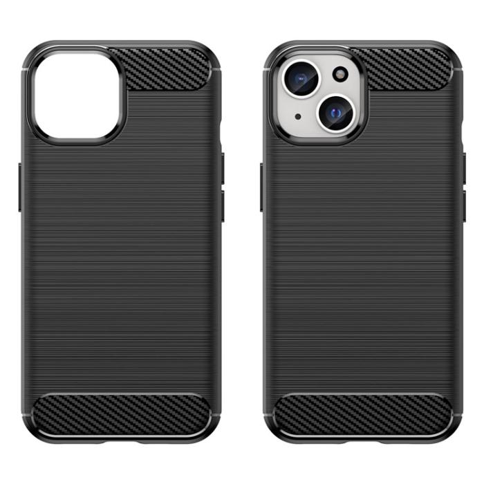OEM - iPhone 15 Plus Mobilskal Carbon Fiber Brushed - Svart