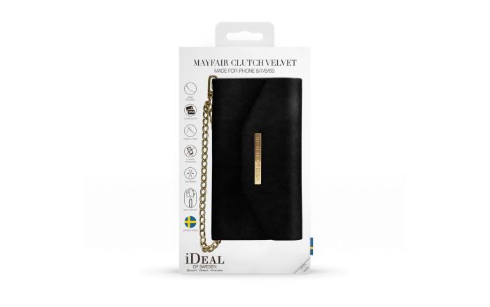 UTGATT4 - iDeal of Sweden Mayfair Clutch Velvet iPhone 6/7/8/SE 2020 - Svart