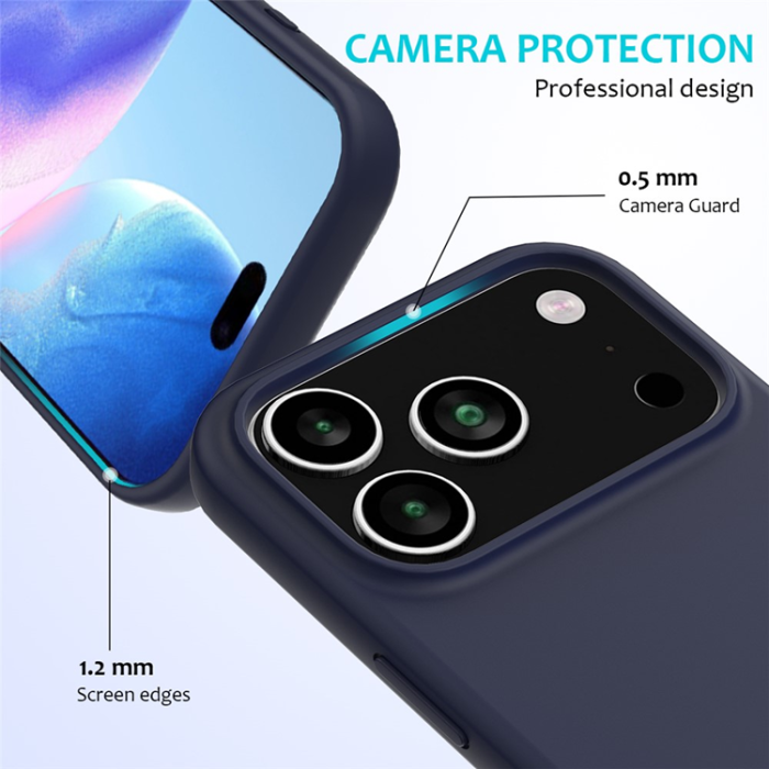 A-One Brand - iPhone 17 Pro Mobilskal Liquid Silikon - Midnattsblå