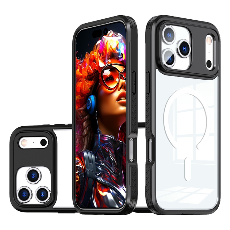 iPhone 17 Pro Max Mobilskal MagSafe TPU + PC Clear - Svart | 2353 | AlltMobil