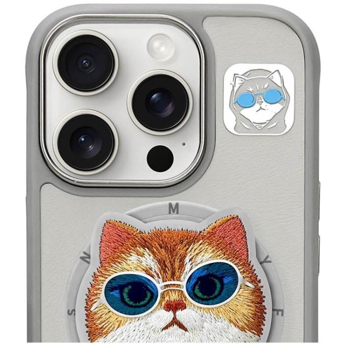NIMMY - Nimmy iPhone 16 Pro Mobilskal MagSafe Glasses Cool Cat - Grå