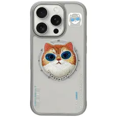 NIMMY - Nimmy iPhone 16 Pro Mobilskal MagSafe Glasses Cool Cat - Grå