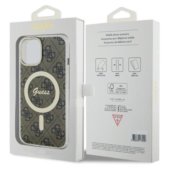 Guess - Guess iPhone 15/14/13 Mobilskal MagSafe IML 4G - Brun
