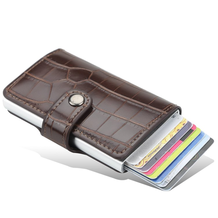 BAELLERRY - BAELLERRY Korthållare RFID Automatic Pop Up Crocodile - Coffee