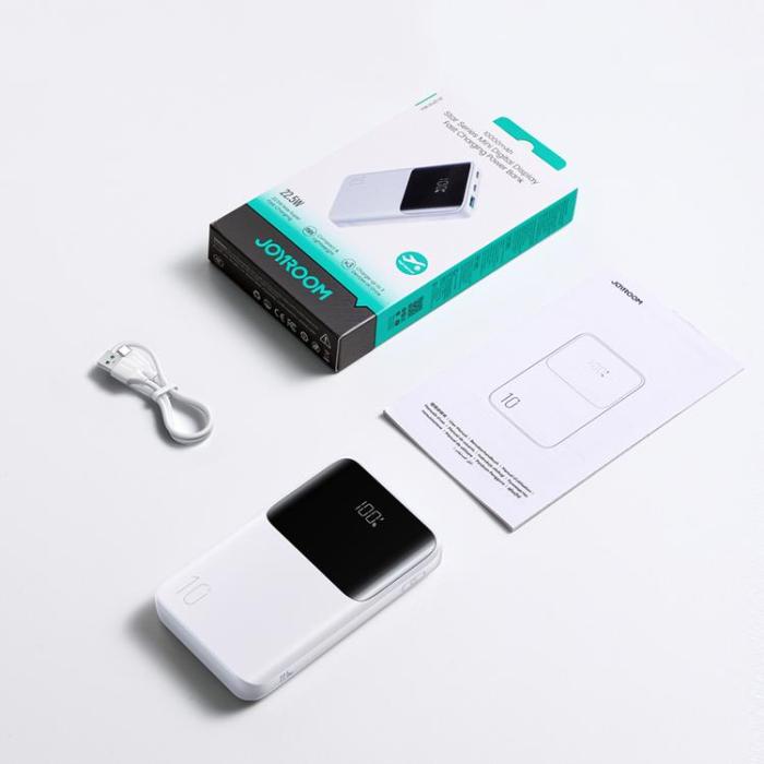 Joyroom - Joyroom Mini Powerbank 10000 mAh 22.5W med Display JR-QP191 - Vit