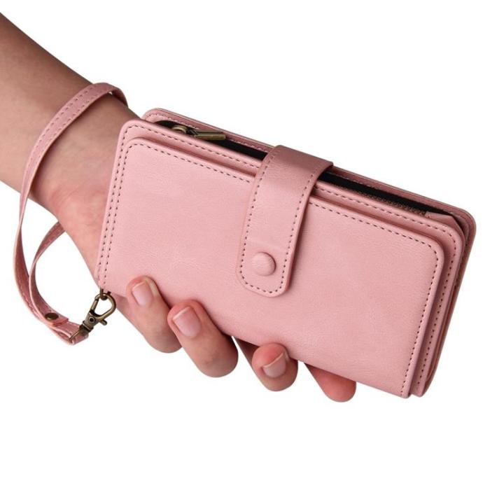 OEM - iPhone 14 Plånboksfodral KT Zipper - Rosa