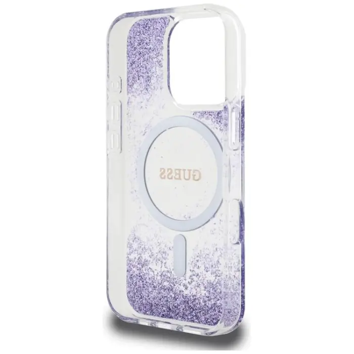 Guess - Guess iPhone 16 Pro Max Mobilskal MagSafe HC Resin Bottom Glitter - Lila