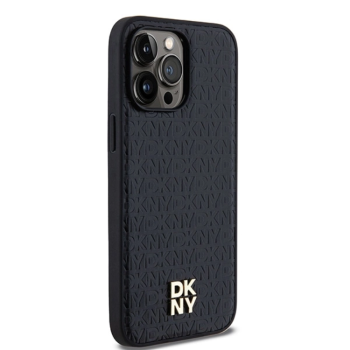 DKNY - DKNY iPhone 15 Pro Mobilskal Magsafe Läder Pattern Metal Logo