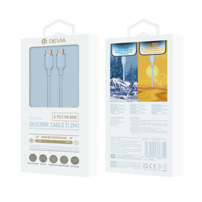 Devia - Devia USB Till Lightning 1.2m Kabel 2.4A Jelly EC630 - Blå
