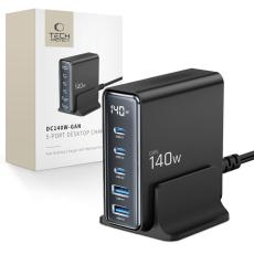 Tech-Protect - Tech-Protect 6-Port Skrivbord Laddare 240W/QC3.0 DC240W-GAN - Svart