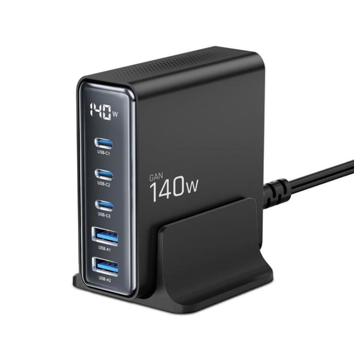Tech-Protect - Tech-Protect 6-Port Skrivbord Laddare 240W/QC3.0 DC240W-GAN - Svart