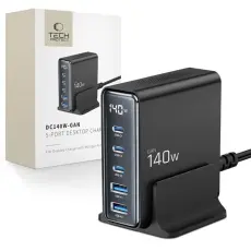 Tech-Protect - Tech-Protect 6-Port Skrivbord Laddare 240W/QC3.0 DC240W-GAN - Svart
