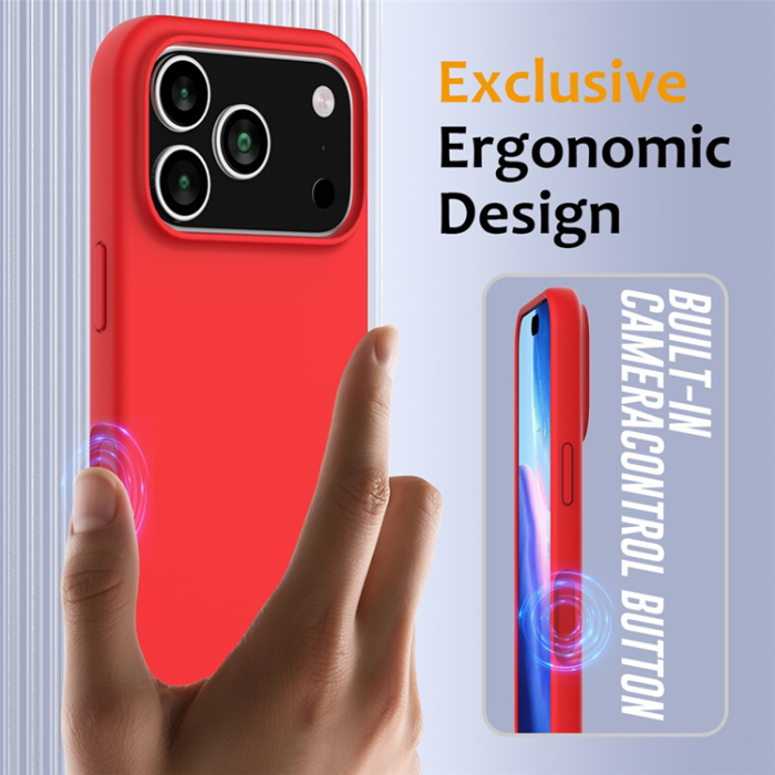 A-One Brand - iPhone 17 Pro Max Mobilskal MagSafe Silikon Anti-Drop - Röd