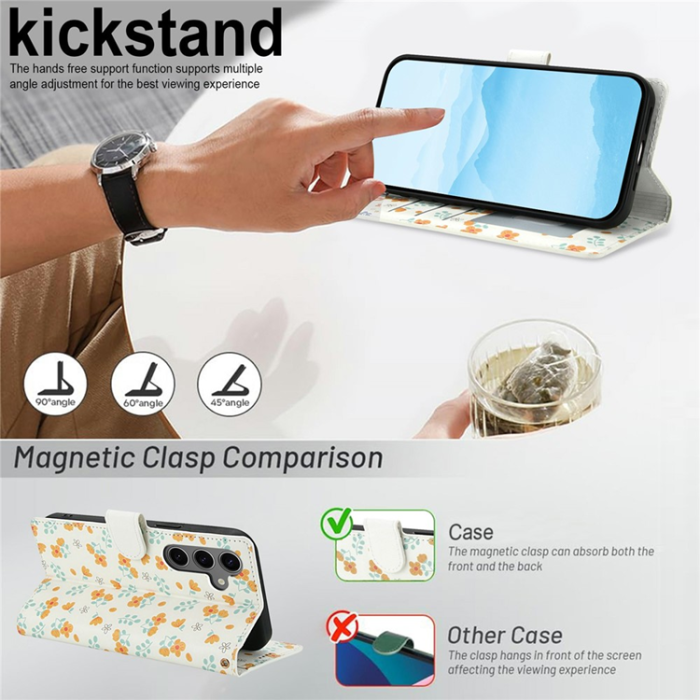 A-One Brand - Galaxy S25 - S24 Plånboksfodral Rhombic Floral A3