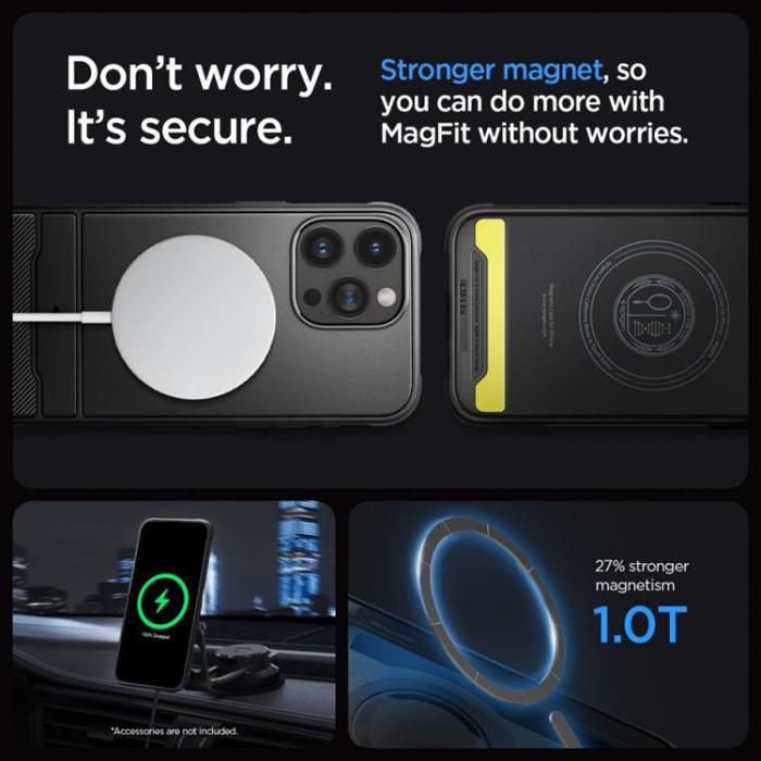 Spigen - Spigen iPhone 15 Pro Mobilskal Magsafe Rugged Armor -Svart