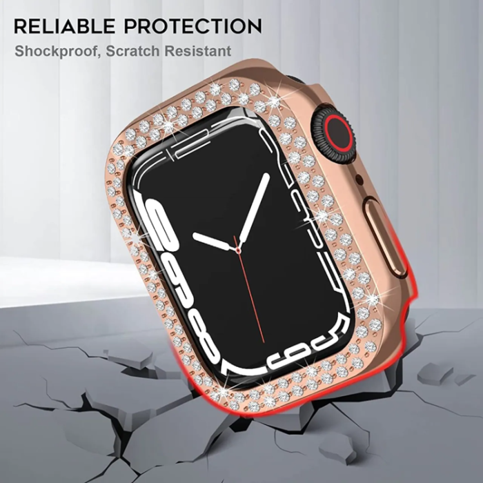 A-One Brand - Apple Watch 7/8/SE (41mm) Skal Rhinestone - Rosa Guld