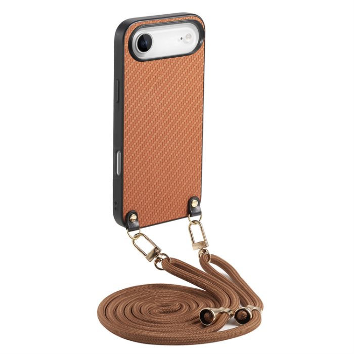 A-One Brand - iPhone Air Mobilskal Med Axelrem Snodd Carbon Fiber - Brun