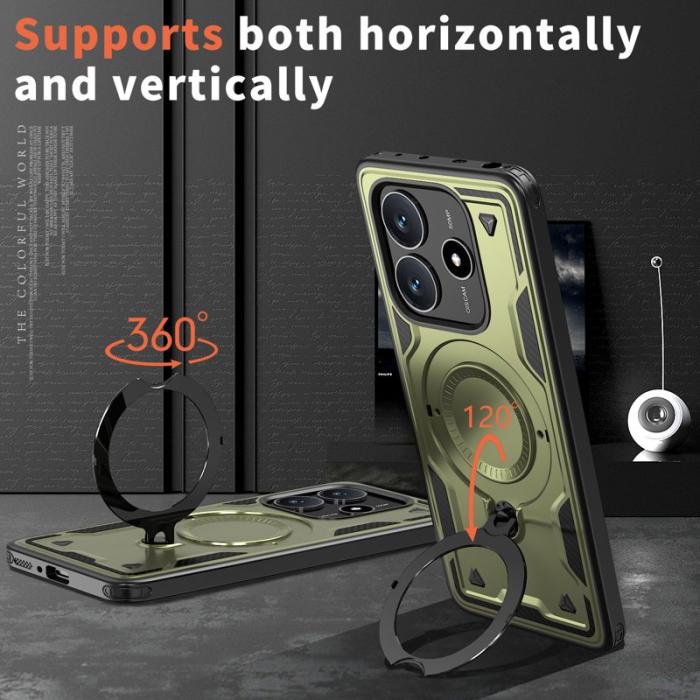 N/A - Mobilskal till Xiaomi Redmi Note 14 5G Plast Militärt Skydd - Olivgrön