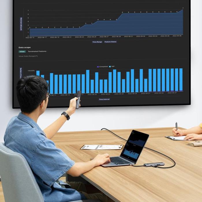 BASEUS - Baseus StarJoy HUB 8-Port USB-C - 3x USB-A - Grå