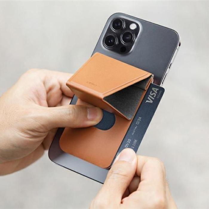 UTGATT5 - Uniq Lyft Magnetic Snap-on Telefonställ och Korthållare - Brun