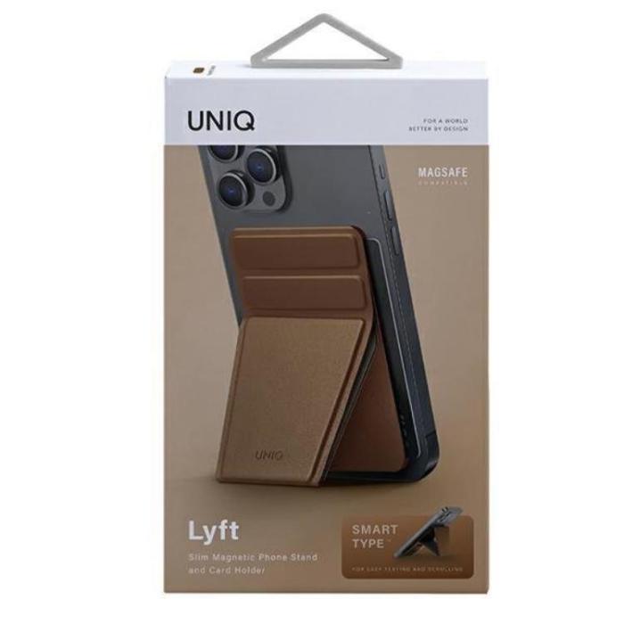 UTGATT5 - Uniq Lyft Magnetic Snap-on Telefonställ och Korthållare - Brun