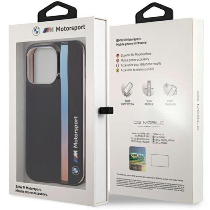 BMW - BMW iPhone 14 Pro Mobilskal IML Tricolor Stripe - Svart