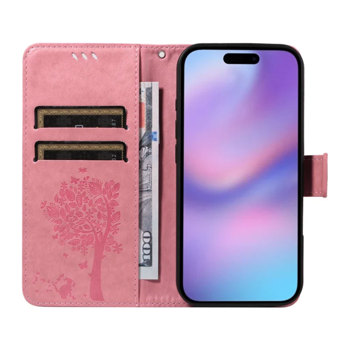 A-One Brand - iPhone 17 Plånboksfodral Tree Pattern - Rosa