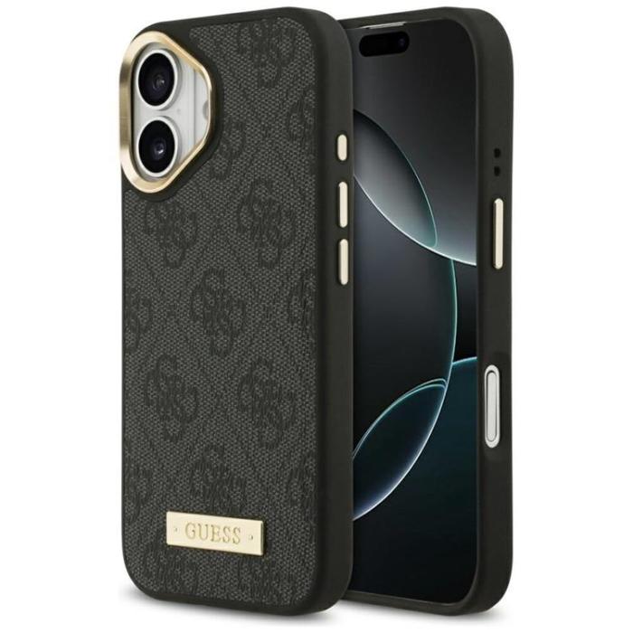 Guess - Guess iPhone 17 Mobilskal MagSafe 4G Logo Plate - Svart