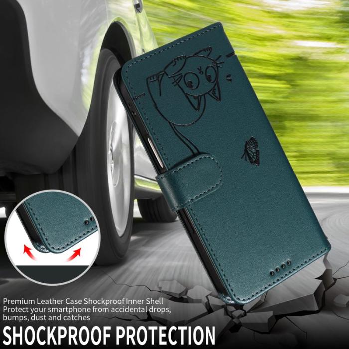 OEM - Cat Pattern Imprint Samsung Galaxy S26+ Mobilskal KonstLäder - Blå