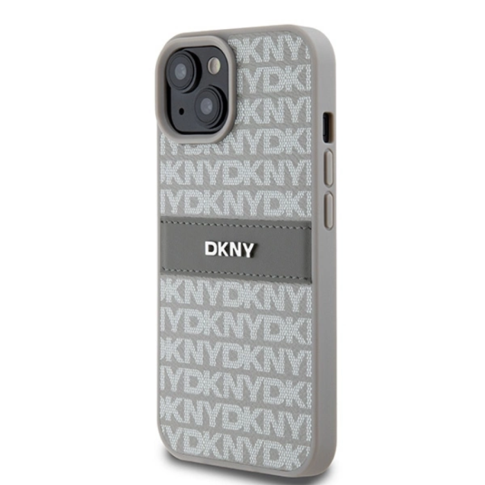 DKNY - DKNY iPhone 15/14 Plus Mobilskal Läder Mono Stripe & Metal Logo