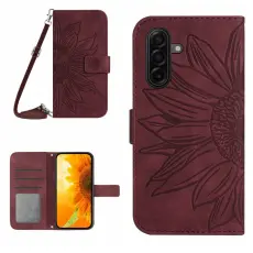 OEM - Samsung Galaxy S26 Pl&aring;nboksfodral Solros Pr&auml;glat Konstl&auml;der St&auml;ll - Vinr&ouml;d