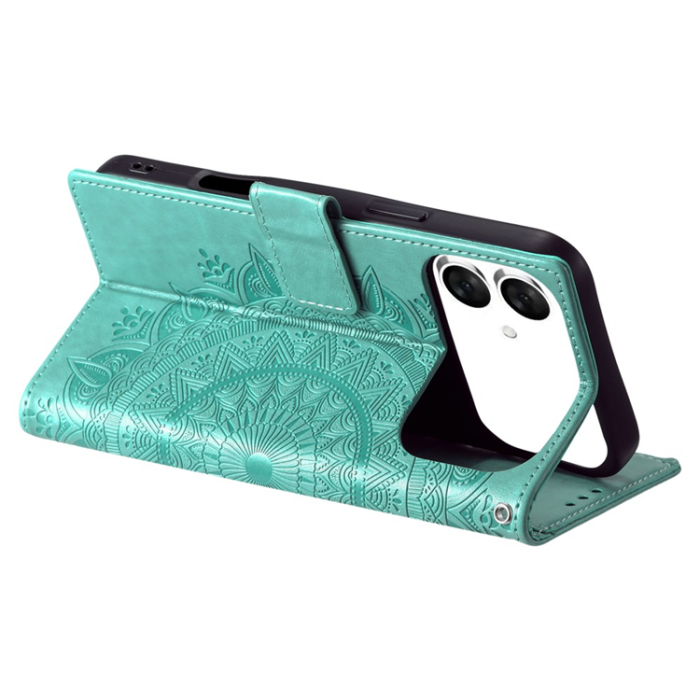 A-One Brand - Galaxy S26 Edge Plånboksfodral Imprinted Totem Läder - Mintgrön