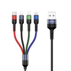 USAMS - USAMS U26 Kabel fl&auml;tad 4-i-1 0,35 m 2A SJ411USB01 (US-SJ411) &ndash; Svart