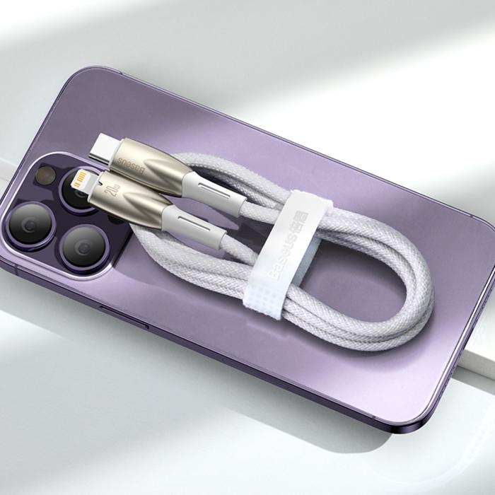 BASEUS - Baseus USB-C till Lightning kabel 1m Glimmer 20W - Vit