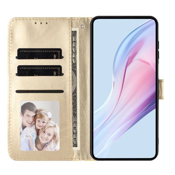 OEM - Samsung Galaxy A35 5G Fodral Äkta Läder Polka Dot - Gul