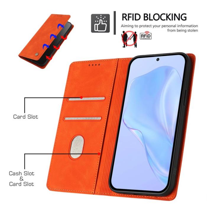 OEM - Plånboksfodral för Samsung Galaxy S26 Plus Konstläder RFID - Orange