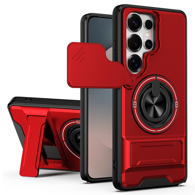 Galaxy S26 Ultra Mobilskal MagSafe med Camera Lens Slider Ringhållare (Röd) | 2353 | AlltMobil