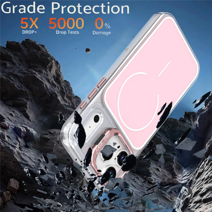 A-One Brand - iPhone 17 Pro Mobilskal MagSafe Lens Kickstand TPU + PC - Rosa