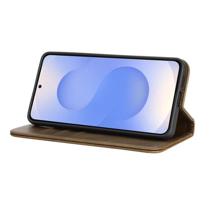 OEM - Mobilskal för Samsung Galaxy S26 Magnetiskt Konstläder - Mörkgrön