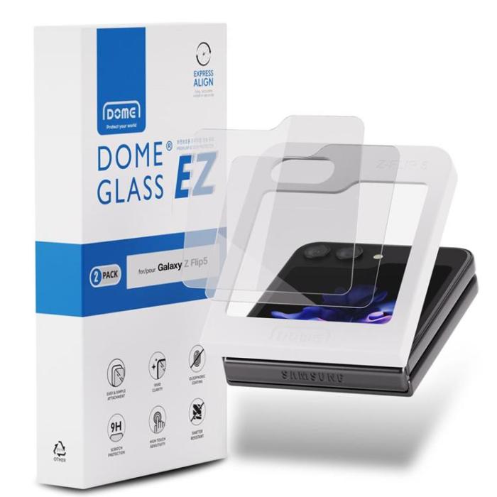 Whitestone - [2-Pack] Whitestone Galaxy Z Flip 5 Härdat Glas Skärmskydd Dome