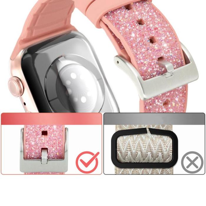 Kingxbar - Kingxbar Silicone Crystal Band Apple Watch 6 / 5 / 4 / 3 / 2 40mm / 38mm - Rosa
